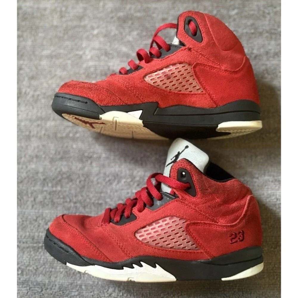Nike Air Jordan 5 Retro Raging Bull University Red Black Kids Size 2Y 440889-600